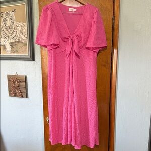 Terra & Sky Hot Pink Tie-Front Maxi Dress